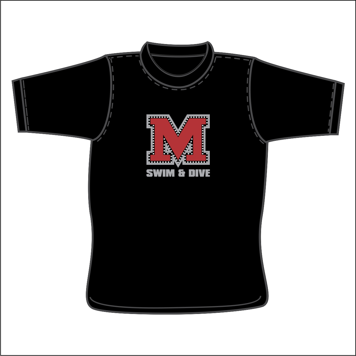 MARCUS SWIM AND DIVE BLACK MOM BLING GLITTER TSHIRT