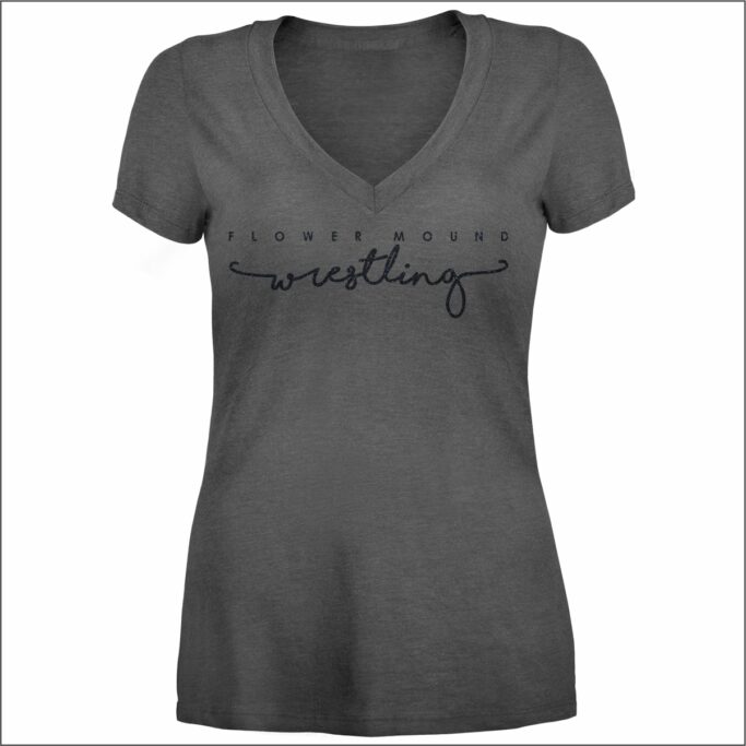Flower Mound Wrestling Ladies V-Neck with Glitter Imprint