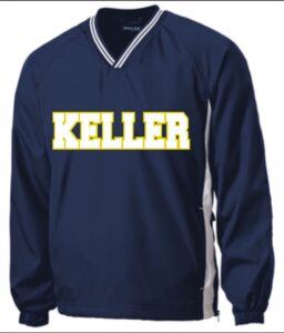 **OPTIONAL** KELLER CHEER NAVY V NECK PARENT WIND SHIRT