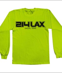 214 LACROSSE LONG SLEEVE NEON YELLOW T-SHIRT WITH FRONT IMPRINT