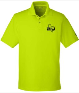 214 LACROSSE UNDER ARMOUR MEN'S NEON YELLOW POLO WITH LEFT CHEST EMBROIDERY LOGO IN BLACK
