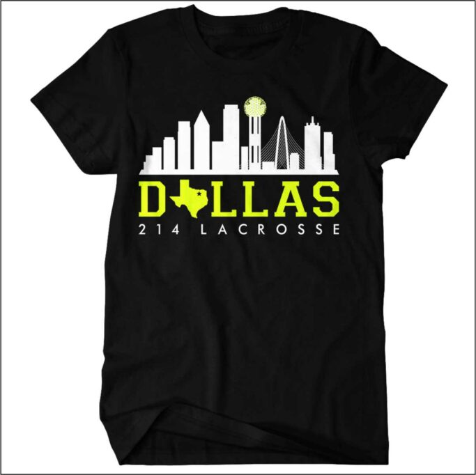 214 LACROSSE SHORT SLEEVE BLACK T-SHIRT WITH FRONT SKYLINE LOGO IMPRINT