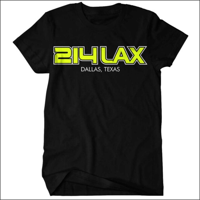 214 LACROSSE SHORT SLEEVE BLACK T-SHIRT WITH FRONT IMPRINT