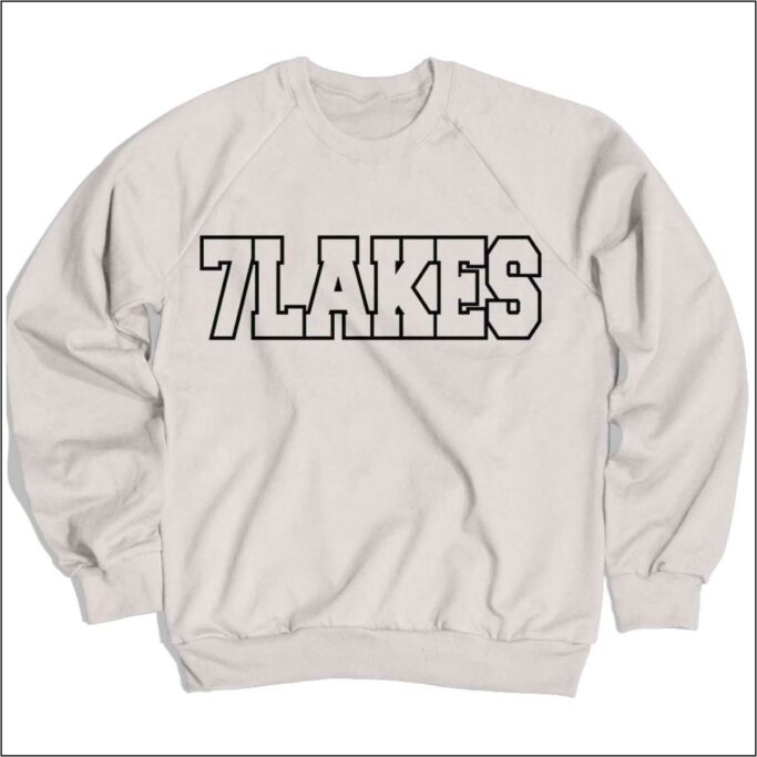 SEVEN LAKES CHEER WHITE COMFORT WASH CREW NECK SWEATSHIRT