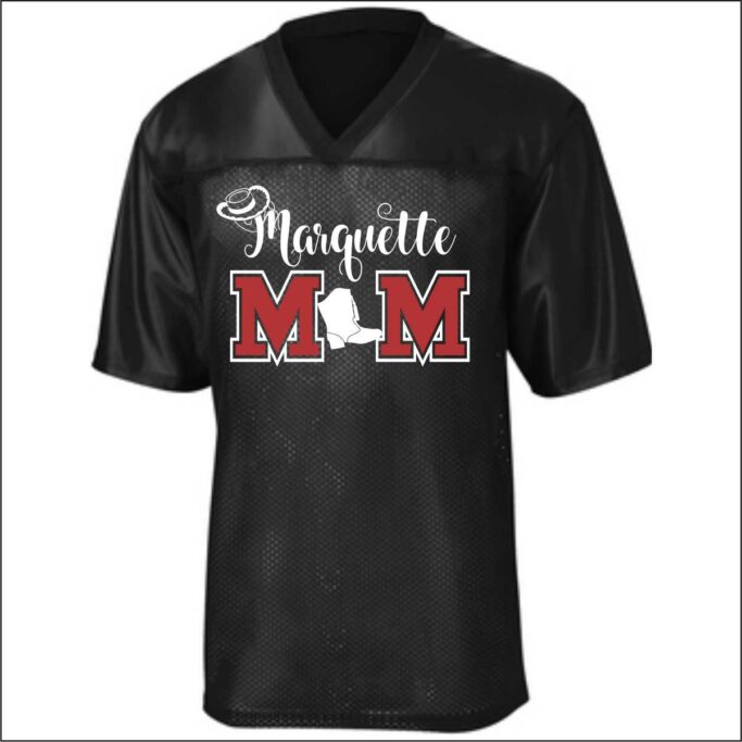 MARCUS MARQUETTE BLACK FOOTBALL JERSEY