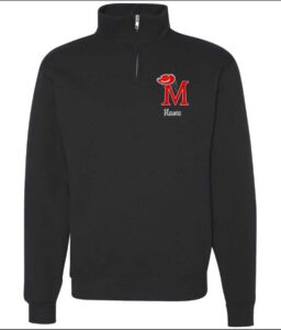 MARCUS MARQUETTE BLACK 1/4 ZIP CADET COLLAR SWEATSHIRT