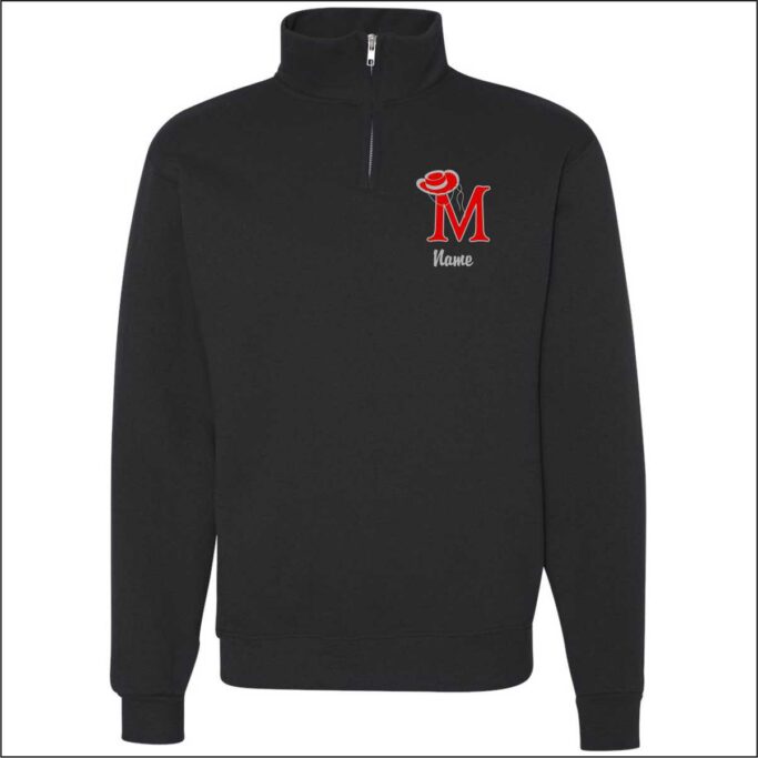 MARCUS MARQUETTE BLACK 1/4 ZIP CADET COLLAR SWEATSHIRT