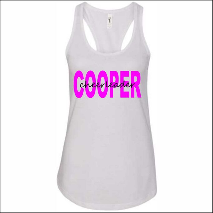 **REQUIRED** COOPER CHEER WHITE TANK TOP
