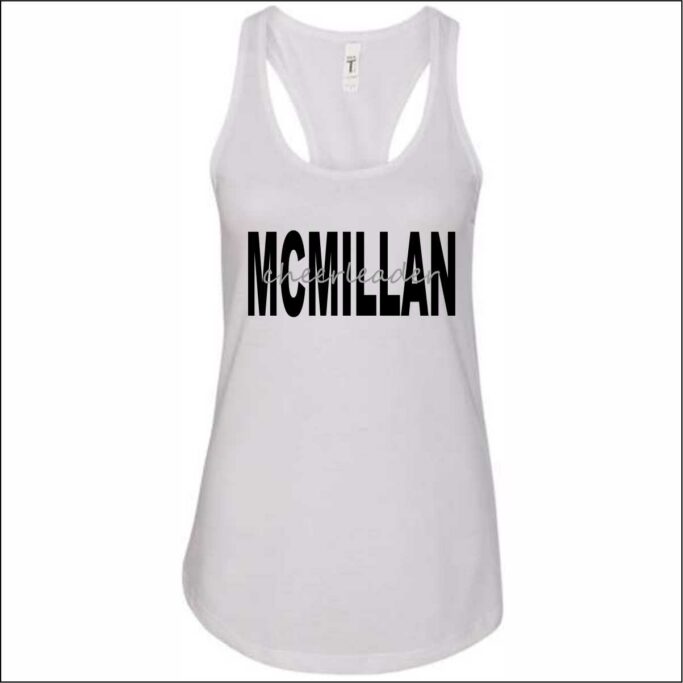**REQUIRED** MCMILLAN CHEER WHITE TANK TOP
