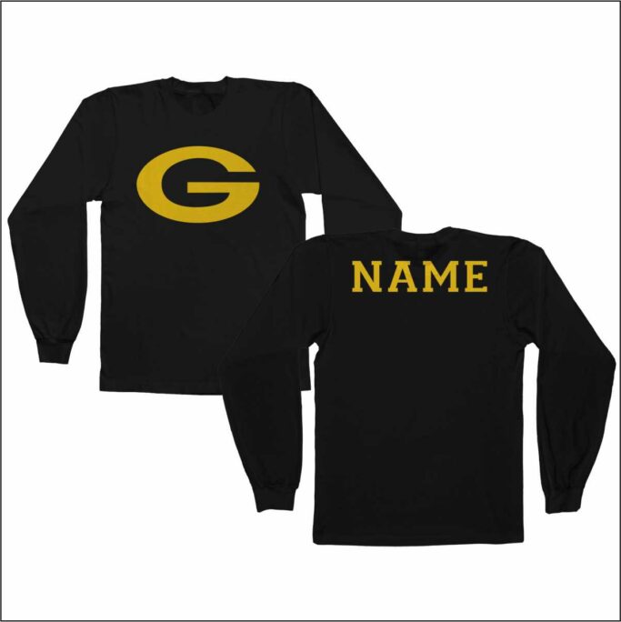 GRIFFIN ATHLETICS DRI FIT LONG SLEEVE BLACK T-SHIRT WITH PERSONALIZATION