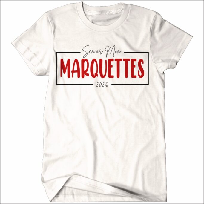MARCUS MARQUETTE WHITE SENIOR MOM T-SHIRT