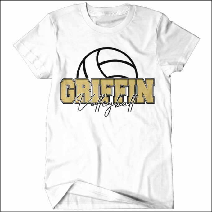 GRIFFIN ATHLETICS WHITE VOLLEYBALL DRIFIT T-SHIRT