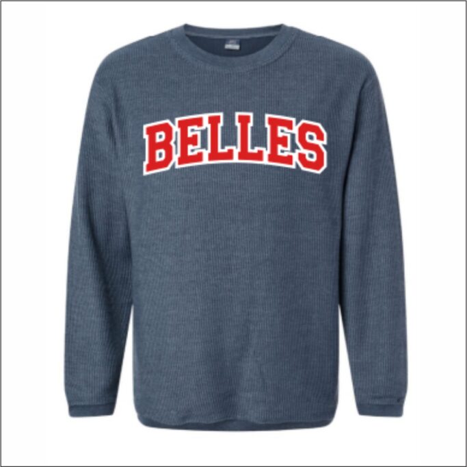 JPII CARDINAL BELLES NAVY APPLIQUE CORDED CREW NECK SWEATSHIRT**OPTIONAL**